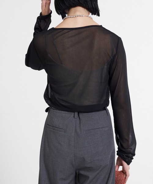 SHENERY（シーナリー）の「シアーカットソー（Tシャツ/カットソー・レディース・オフホワイト/ブラック/グレー/ブラウン・FREE）」の16枚目の写真