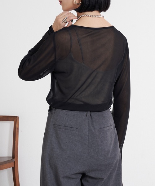 SHENERY（シーナリー）の「シアーカットソー（Tシャツ/カットソー・レディース・オフホワイト/ブラック/グレー/ブラウン・FREE）」の17枚目の写真