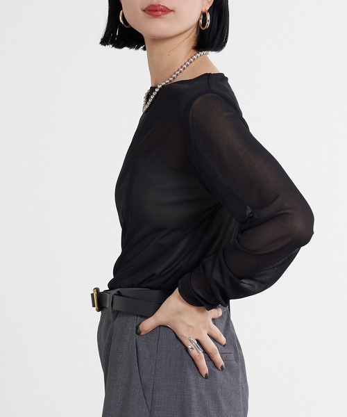 SHENERY（シーナリー）の「シアーカットソー（Tシャツ/カットソー・レディース・オフホワイト/ブラック/グレー/ブラウン・FREE）」の19枚目の写真