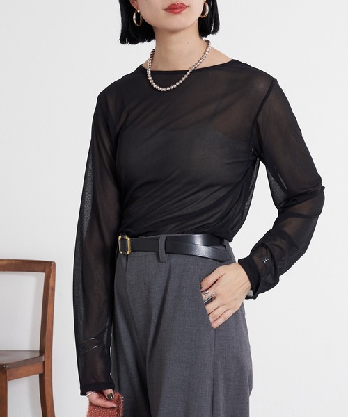 SHENERY（シーナリー）の「シアーカットソー（Tシャツ/カットソー・レディース・オフホワイト/ブラック/グレー/ブラウン・FREE）」の20枚目の写真