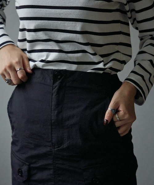 TRIANGLE PALETTE（トライアングルパレット）の「ナイロンカーゴスカート（スカート・レディース・ブルー/ブラック/カーキ/パープル・FREE）」の8枚目の写真