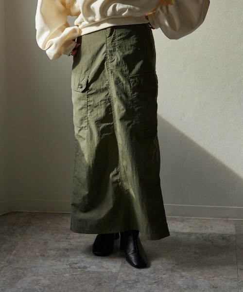 TRIANGLE PALETTE（トライアングルパレット）の「ナイロンカーゴスカート（スカート・レディース・ブルー/ブラック/カーキ/パープル・FREE）」の10枚目の写真