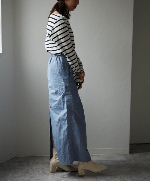 TRIANGLE PALETTE（トライアングルパレット）の「ナイロンカーゴスカート（スカート・レディース・ブルー/ブラック/カーキ/パープル・FREE）」の14枚目の写真