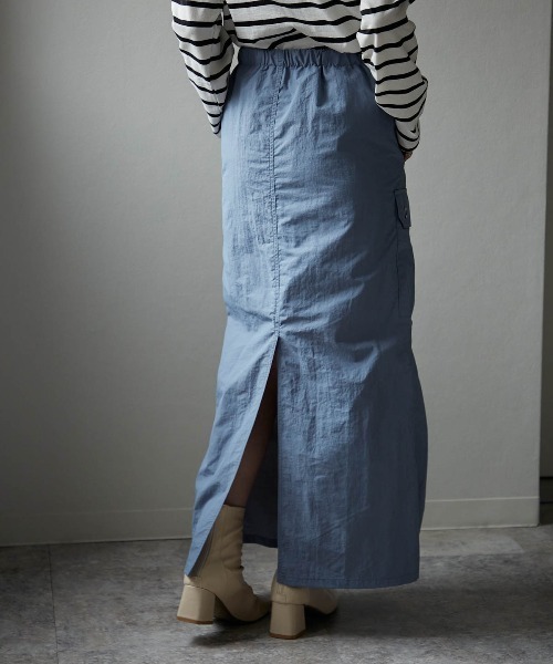 TRIANGLE PALETTE（トライアングルパレット）の「ナイロンカーゴスカート（スカート・レディース・ブルー/ブラック/カーキ/パープル・FREE）」の15枚目の写真