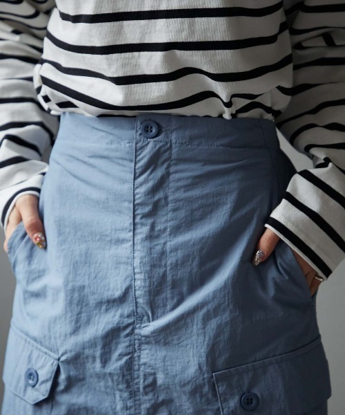 TRIANGLE PALETTE（トライアングルパレット）の「ナイロンカーゴスカート（スカート・レディース・ブルー/ブラック/カーキ/パープル・FREE）」の16枚目の写真