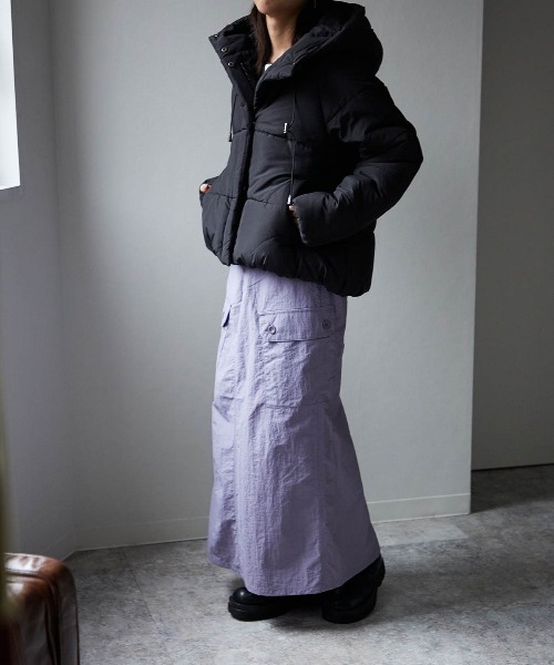 TRIANGLE PALETTE（トライアングルパレット）の「ナイロンカーゴスカート（スカート・レディース・ブルー/ブラック/カーキ/パープル・FREE）」の18枚目の写真