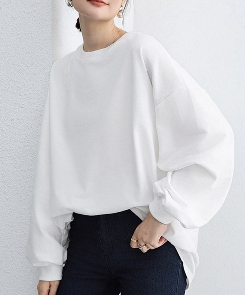 Miniministore(ミニミニストア)の「ボーダーtシャツ レディース 長袖ロンT(Tシャツ/カットソー・レディース・ホワイト/ホワイト×ブラック/ブラック×ホワイト/クリーム/ライトブラウン/ブラック/ライトグレー・L)」の1枚目の写真