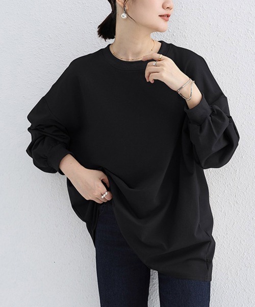 Miniministore(ミニミニストア)の「ボーダーtシャツ レディース 長袖ロンT(Tシャツ/カットソー・レディース・ホワイト/ホワイト×ブラック/ブラック×ホワイト/クリーム/ライトブラウン/ブラック/ライトグレー・L)」の3枚目の写真