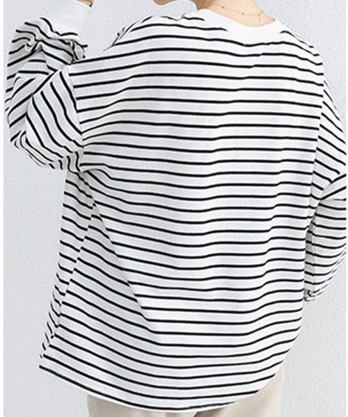 Miniministore(ミニミニストア)の「ボーダーtシャツ レディース 長袖ロンT(Tシャツ/カットソー・レディース・ホワイト/ホワイト×ブラック/ブラック×ホワイト/クリーム/ライトブラウン/ブラック/ライトグレー・L)」の13枚目の写真