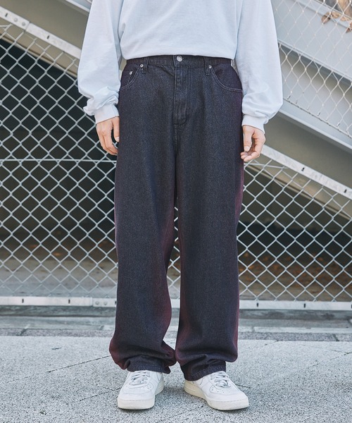 MSG(エムエスジー)の「Buyer's Select/スプレープリントワイドバギーデニム(デニムパンツ・メンズ・グレー/ワインレッド/グリーン/ブラック・M/L)」の5枚目の写真