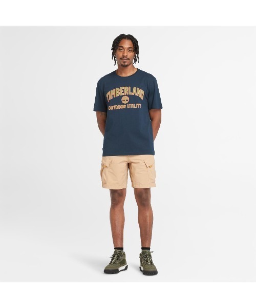 TIMBERLAND★半袖 クルーネック ロゴ トップス 綿 Tシャツ★Teal Timberland(ティンバーランド) Tシャツ・カットソー(メンズ