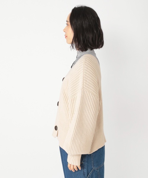 studio CLIP(スタディオクリップ)の「【高山都さんコラボ】dec. BIGボタン3WAYニット(カーディガン/ボレロ・レディース・ブルー/ベージュ/グレー/ピンク/ブラック・FREE)」の13枚目の写真