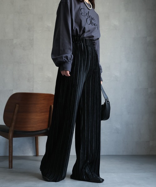ap retro（アプレトロ）の「【選べる】プリーツイージーパンツ / ベロア / メタリック（その他パンツ・レディース・シルバー/ブラック/ゴールド/アイボリー/ブルー/ブラウン/ブラック系その他・FREE）」の14枚目の写真