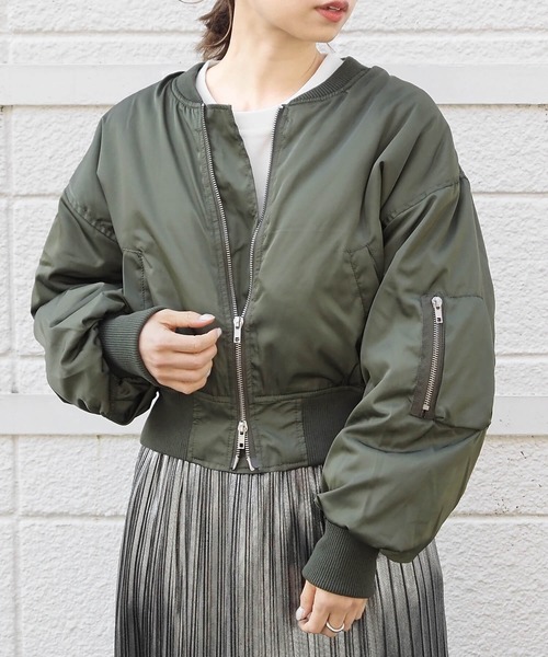 tiptop（ティップトップ）の「中綿ショート丈MA-1（MA-1・レディース・カーキ/ブラック/アイボリー・FREE）」の3枚目の写真