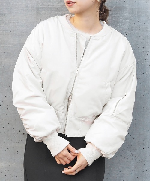 tiptop（ティップトップ）の「中綿ショート丈MA-1（MA-1・レディース・カーキ/ブラック/アイボリー・FREE）」の5枚目の写真