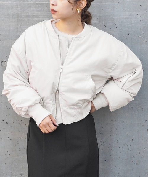 tiptop（ティップトップ）の「中綿ショート丈MA-1（MA-1・レディース・カーキ/ブラック/アイボリー・FREE）」の6枚目の写真