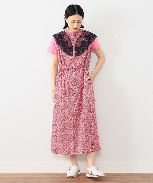 BEAMS BOY(ビームスボーイ)の「BEAMS BOY / リバティ ベルト ノースリーブ ワンピース(ワンピース・レディース・ピンク/ブラック・ONE SIZE)」の7枚目の写真