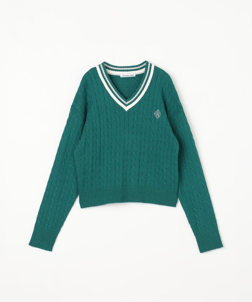 NICOLE CLUB（ニコル クラブ）の「ラインケーブルニットプルオーバー