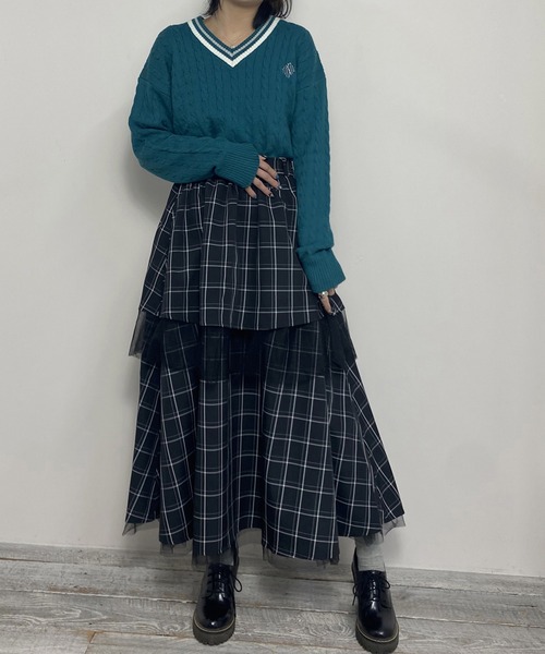 NICOLE CLUB（ニコル クラブ）の「ラインケーブルニットプルオーバー