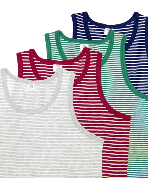 JEMORGAN（ジェーイーモーガン）の「【JEMORGAN / ジェーイーモーガン】ワッフルボーダータンクトップ　パック（タンクトップ・メンズ・ワイン/グレー/ネイビー/グリーン・M/XL/L）」の6枚目の写真