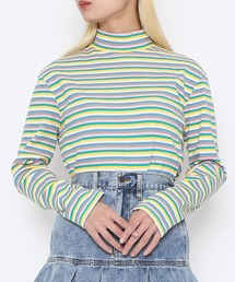 PUNYUS | マルチボーダーハイネックトップス(Tシャツ/カットソー)