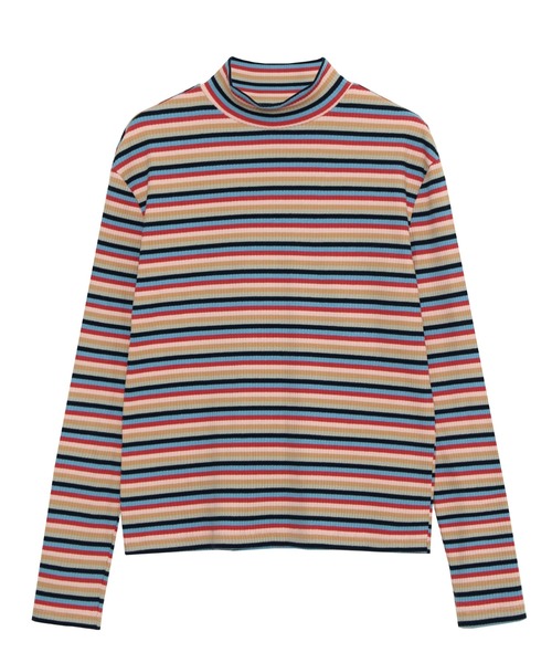 PUNYUS（プニュズ）の「マルチボーダーハイネックトップス（Tシャツ/カットソー・レディース・グリーン/ネイビー/パープル・1/2/3/4）」の19枚目の写真