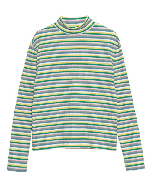 PUNYUS（プニュズ）の「マルチボーダーハイネックトップス（Tシャツ/カットソー・レディース・グリーン/ネイビー/パープル・1/2/3/4）」の17枚目の写真