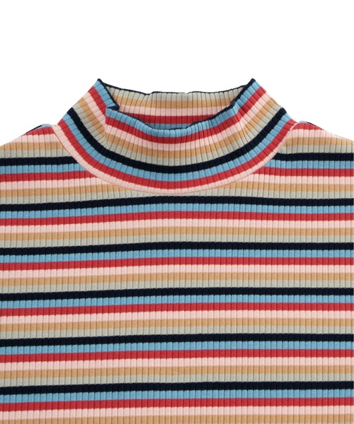 PUNYUS（プニュズ）の「マルチボーダーハイネックトップス（Tシャツ/カットソー・レディース・グリーン/ネイビー/パープル・1/2/3/4）」の21枚目の写真