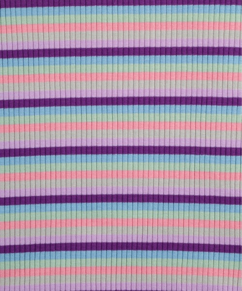 PUNYUS（プニュズ）の「マルチボーダーハイネックトップス（Tシャツ/カットソー・レディース・グリーン/ネイビー/パープル・1/2/3/4）」の16枚目の写真