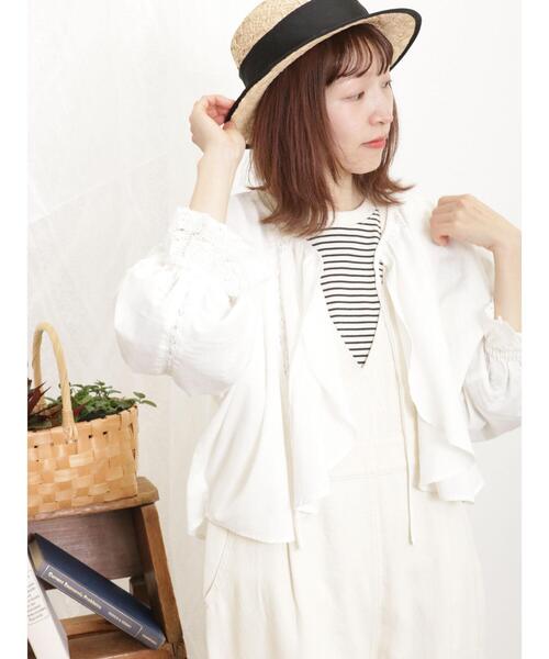 Samansa Mos2(サマンサ モスモス)の「【オーガニックコットン】レースボレロブラウス(シャツ/ブラウス・レディース・オフホワイト/ブラック/ベージュ・F)」の4枚目の写真