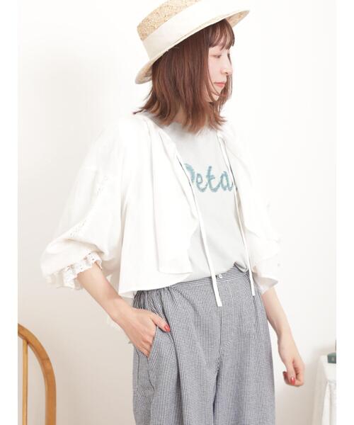 Samansa Mos2(サマンサ モスモス)の「【オーガニックコットン】レースボレロブラウス(シャツ/ブラウス・レディース・オフホワイト/ブラック/ベージュ・F)」の12枚目の写真