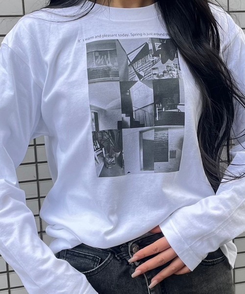 cuorequal(クオレコール)の「モノクロフォトプリントロンT(Tシャツ/カットソー・レディース・ホワイト・M/L/MEDIUM/LARGE/X-LARGE/SMALL)」の5枚目の写真