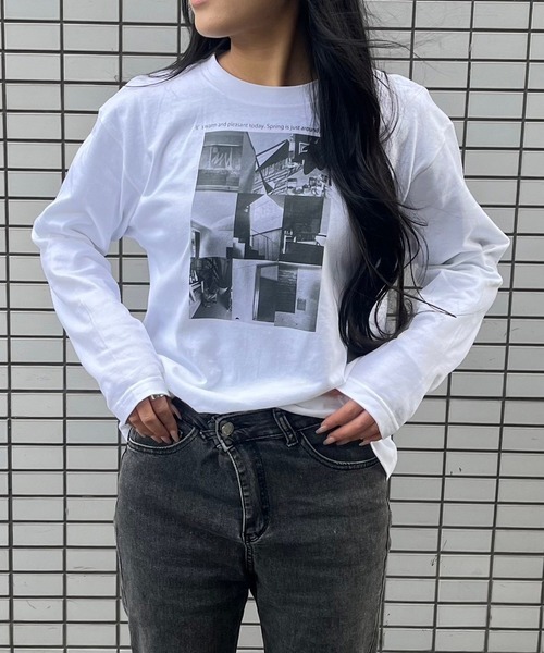 cuorequal(クオレコール)の「モノクロフォトプリントロンT(Tシャツ/カットソー・レディース・ホワイト・M/L/MEDIUM/LARGE/X-LARGE/SMALL)」の7枚目の写真