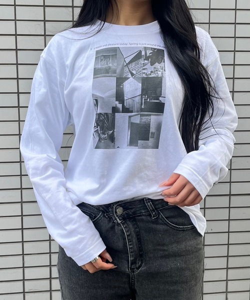 cuorequal(クオレコール)の「モノクロフォトプリントロンT(Tシャツ/カットソー・レディース・ホワイト・M/L/MEDIUM/LARGE/X-LARGE/SMALL)」の2枚目の写真