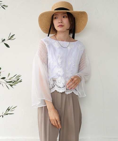 Bab(バブ)の「レーススカラップブラウス(シャツ/ブラウス・レディース・ホワイト系その他/オフホワイト・M)」の3枚目の写真
