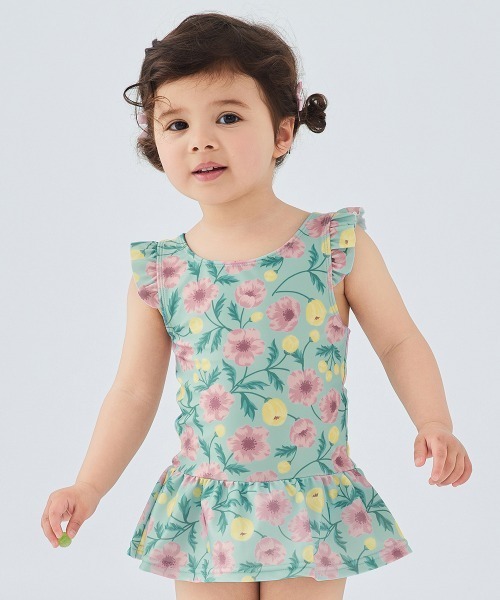 combimini(コンビミニ)の「ワンピース水着 (アネモネ)(水着・キッズ・ブルーグリーン/ライトイエロー・120/110/100/90)」の1枚目の写真