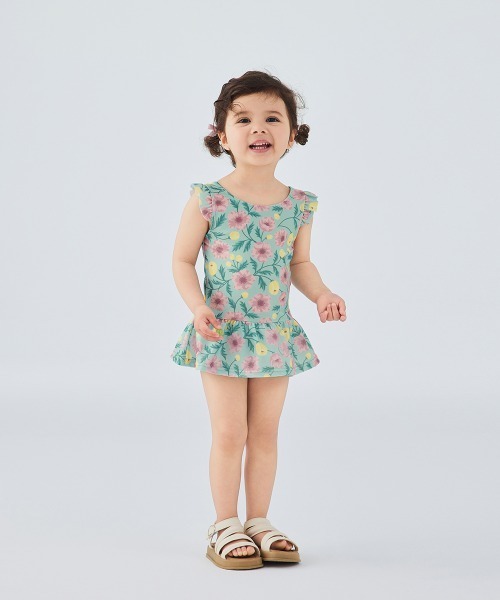 combimini(コンビミニ)の「ワンピース水着 (アネモネ)(水着・キッズ・ブルーグリーン/ライトイエロー・120/110/100/90)」の4枚目の写真