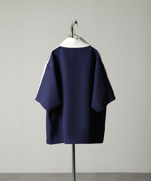 NILWAY（ニルウェイ）の「花刺繍配色ライン半袖 トラックジャケット（ジャージ・メンズ・ネイビー/ライトグレー/アイボリー/ライトブルー/チャコールグレー・MEDIUM/LARGE）」の17枚目の写真