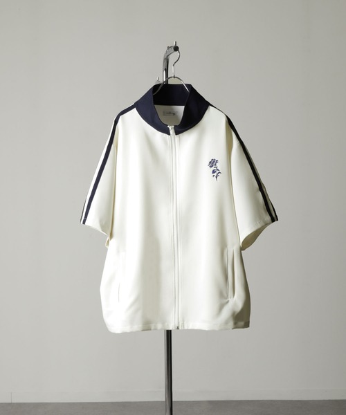 NILWAY（ニルウェイ）の「花刺繍配色ライン半袖 トラックジャケット（ジャージ・メンズ・ネイビー/ライトグレー/アイボリー/ライトブルー/チャコールグレー・MEDIUM/LARGE）」の19枚目の写真