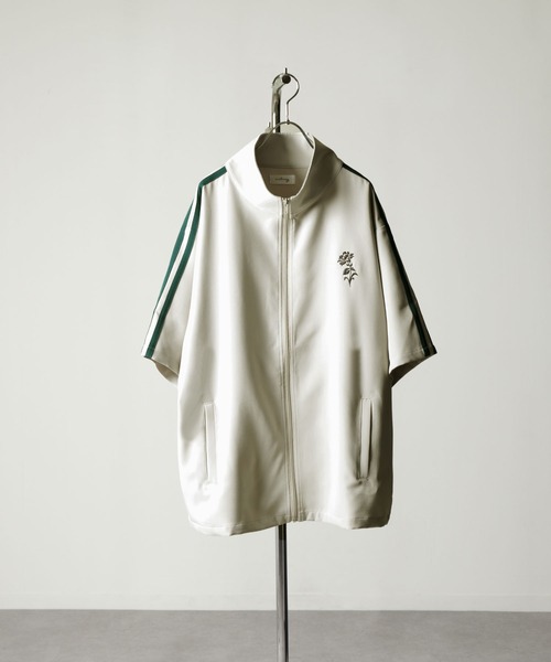 NILWAY（ニルウェイ）の「花刺繍配色ライン半袖 トラックジャケット（ジャージ・メンズ・ネイビー/ライトグレー/アイボリー/ライトブルー/チャコールグレー・MEDIUM/LARGE）」の21枚目の写真