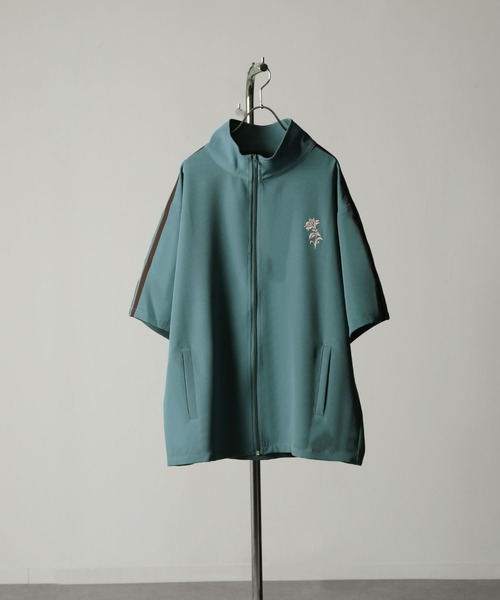 NILWAY（ニルウェイ）の「花刺繍配色ライン半袖 トラックジャケット（ジャージ・メンズ・ネイビー/ライトグレー/アイボリー/ライトブルー/チャコールグレー・MEDIUM/LARGE）」の22枚目の写真