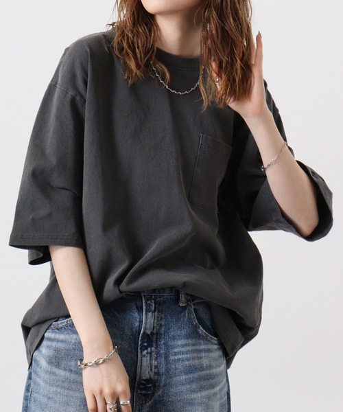 FUNALIVE(ファンアライブ)の「天竺 ピグメントポケットクルー 半袖(Tシャツ/カットソー・メンズ・グリーン/ブラウン/ベージュ/ブラック・L/XL/M)」の2枚目の写真