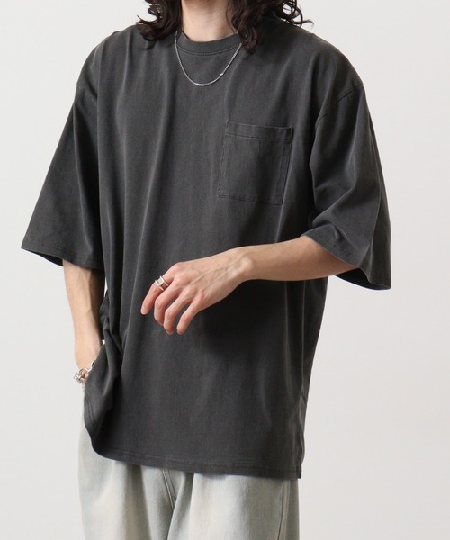 FUNALIVE(ファンアライブ)の「天竺 ピグメントポケットクルー 半袖(Tシャツ/カットソー・メンズ・グリーン/ブラウン/ベージュ/ブラック・L/XL/M)」の5枚目の写真