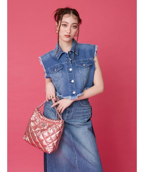 EVRIS(エヴリス)の「フリンジデザインデニムショートベスト(デニムジャケット・レディース・インディゴブルー/ライトブルー・FREE)」の19枚目の写真