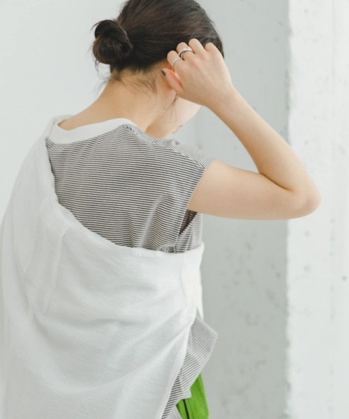 ITEMS URBANRESEARCH（アイテムズ アーバンリサーチ）の「クルーネックボーダーノースリーブTシャツ（Tシャツ/カットソー・レディース・その他1/ブラック系その他/ブラウン系その他・FREE）」の21枚目の写真