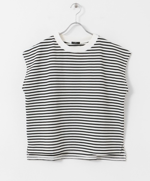 ITEMS URBANRESEARCH（アイテムズ アーバンリサーチ）の「クルーネックボーダーノースリーブTシャツ（Tシャツ/カットソー・レディース・その他1/ブラック系その他/ブラウン系その他・FREE）」の4枚目の写真