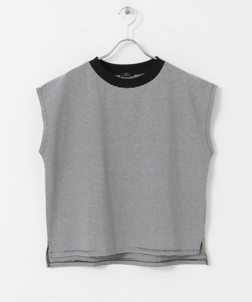 ITEMS URBANRESEARCH（アイテムズ アーバンリサーチ）の「クルーネックボーダーノースリーブTシャツ（Tシャツ/カットソー・レディース・その他1/ブラック系その他/ブラウン系その他・FREE）」の5枚目の写真