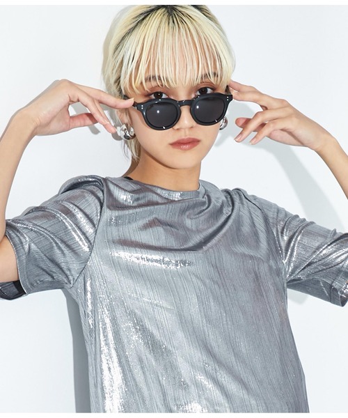 Settimissimo(セッティミッシモ)の「UVカットワイドフレームクラウンパントサングラス(サングラス・レディース・ブラック/クリア・FREE)」の3枚目の写真