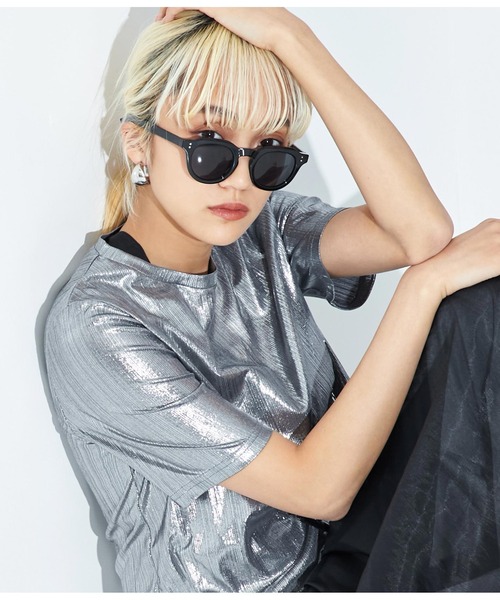 Settimissimo(セッティミッシモ)の「UVカットワイドフレームクラウンパントサングラス(サングラス・レディース・ブラック/クリア・FREE)」の4枚目の写真