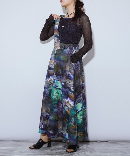 Ezick ANNONIM（エジックアノニム）の「Nuance paint ワンショルフレアスカート（スカート・レディース・ブラウン系その他/ブルー系その他・FREE）」の7枚目の写真